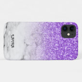 Paarse glitter en gemarmerd Case-Mate iPhone case (Achterkant (horizontaal))