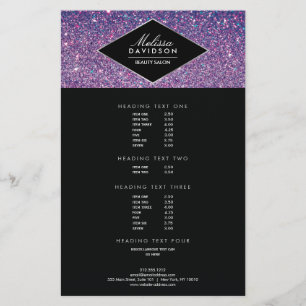 Paarse Glitter en Glamor Beauty Flyer