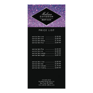 Paarse Glitter en Glamor Beauty Reclamekaart