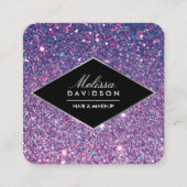 Paarse Glitter en Glamor Beauty Vierkante Visitekaartje (Voorkant)
