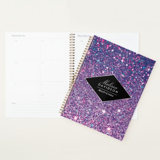 Paarse Glitter en Glamour Afsprakenboek Planner (Display)