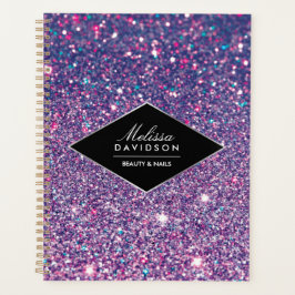 Paarse Glitter en Glamour Afsprakenboek Planner