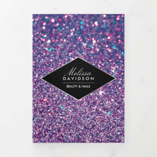 Paarse Glitter en Glamour Nail Salon Brochure Drieluik Kaart (Cover)