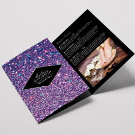 Paarse Glitter en Glamour Nail Salon Brochure Drieluik Kaart