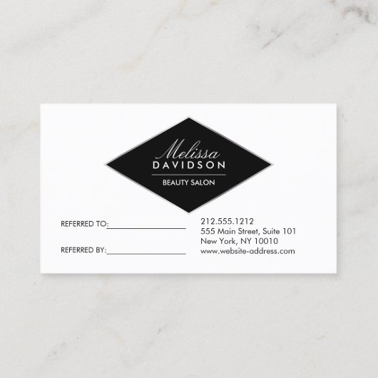 Paarse Glitter en Glamour Referral Kaart (Achterkant)