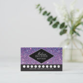 Paarse Glitter en Glamour Salon Loyalty Kaart (Staand voorkant)