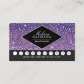 Paarse Glitter en Glamour Salon Loyalty Kaart (Voorkant)