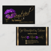 Paarse glitter- en goudliften - Aangepast Visitekaartje (Voorkant / Achterkant)
