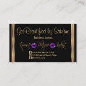 Paarse glitter- en goudliften - Aangepast Visitekaartje (Achterkant)