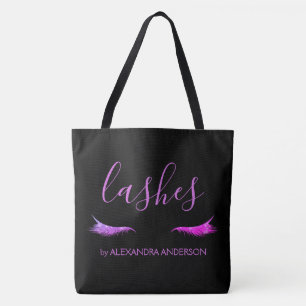 Paarse Glitter en Sparkle Eyelash Extension Tote Bag