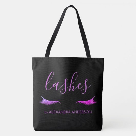 Paarse Glitter en Sparkle Eyelash Extension Tote Bag (Voorkant)