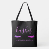 Paarse Glitter en Sparkle Eyelash Extension Tote Bag (Achterkant)