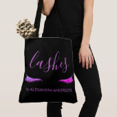 Paarse Glitter en Sparkle Eyelash Extension Tote Bag (Dichtbij)