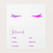 Paarse Glitter en Sparkle Eyelash Extension Visitekaartje (Binnenkant ongevouwen)