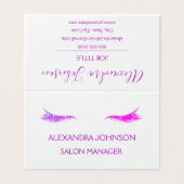 Paarse Glitter en Sparkle Eyelash Extension Visitekaartje (Buitenkant ongevouwen)