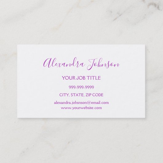 Paarse Glitter en Sparkle Eyelash Extension Visitekaartje (Achterkant)