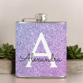 Paarse Glitter en Sparkle Monogram Initiaal Heupfles