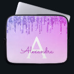 Paarse Glitter en Sparkle Monogram Laptop Sleeve<br><div class="desc">Paarse Faux Dripping Glitter en Sparkle Elegant Monogram Hoesje. Dit hoesje kan worden aangepast om uw initiaal en voornaam op te nemen.</div>
