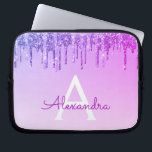 Paarse Glitter en Sparkle Monogram Laptop Sleeve<br><div class="desc">Paarse Faux Dripping Glitter en Sparkle Elegant Monogram Hoesje. Dit hoesje kan worden aangepast om uw initiaal en voornaam op te nemen.</div>