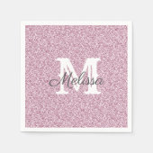 Paarse Glitter en Sparkle Monogram Napkin Servet (Voorkant)