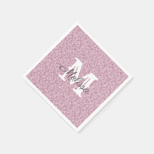 Paarse Glitter en Sparkle Monogram Napkin Servet (Hoek)