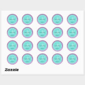 Paarse Glitter- en Turquoise Wedding Monogram Etik Ronde Sticker (Vel)