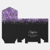 Paarse Glitter en Zwart Sweet Sixteen Bedankdoosjes (Ongevouwen)