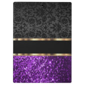 Paarse glitter- en zwart-witklembord klembord (Achterkant)