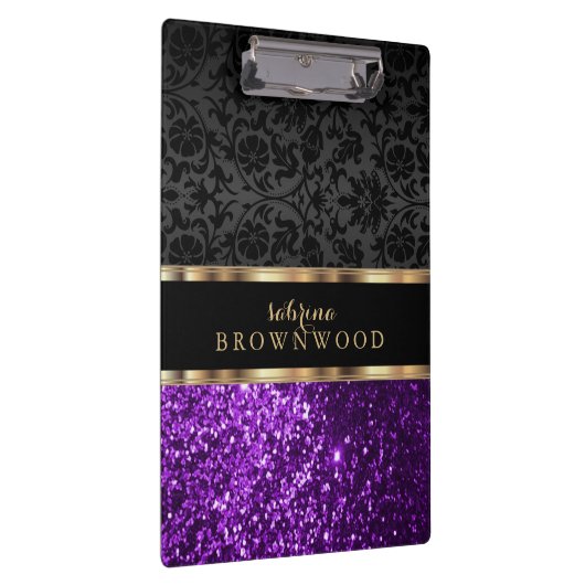 Paarse glitter- en zwart-witklembord klembord (Rechts)