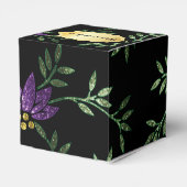 Paarse Glitter en Zwarte Bloemen Bedankdoosjes (Achterkant)