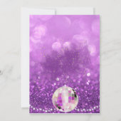 Paarse glitter euforie verjaardagsfeestuitnodiging kaart (Achterkant)