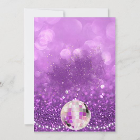 Paarse glitter euforie verjaardagsfeestuitnodiging kaart (Achterkant)
