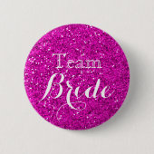 Paarse Glitter Faux Folie Wedding Team Bride Ronde Button 5,7 Cm (Voorkant)