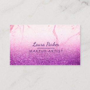 Paarse Glitter Faux Marble Makeup Artist Girly Visitekaartje