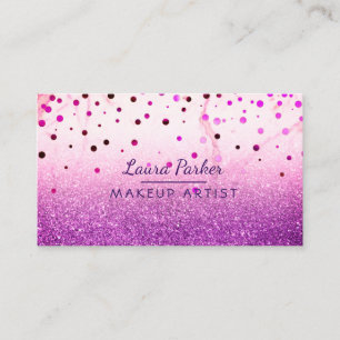 Paarse Glitter Faux Marble Makeup Artist Girly Visitekaartje