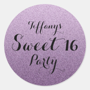 Paarse Glitter Faux Ombre Sweet 16 Sticker