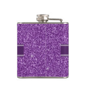 Paarse Glitter (faux) Persoonlijke naam Heupfles (Achterkant)
