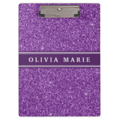 Paarse Glitter (faux) Persoonlijke naam Klembord (Voorkant)