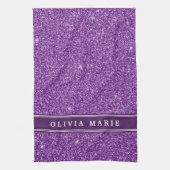 Paarse Glitter (faux) Persoonlijke naam Theedoek (Verticaal)
