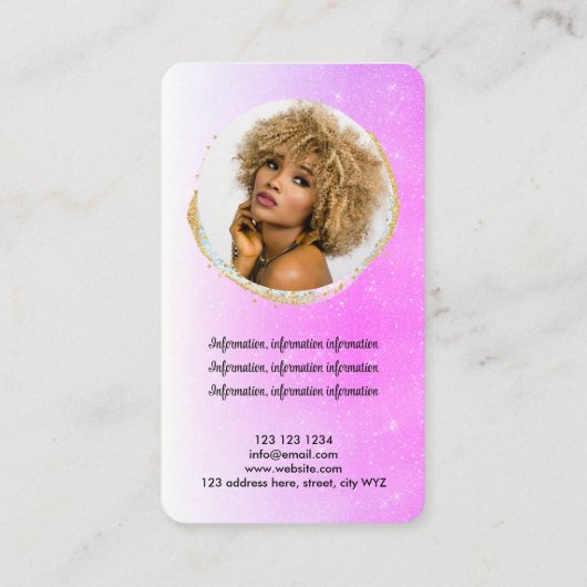 Paarse Glitter Feminin Social Media Logo QR Code Visitekaartje (Achterkant)