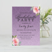 Paarse Glitter Floral Bachelorette Kaart (Staand voorkant)
