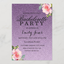 Paarse Glitter Floral Bachelorette