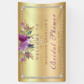Paarse Glitter Flowers Diamonds Gold Vrijgezellenf Spandoek (Verticaal)