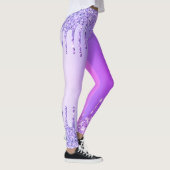 Paarse Glitter Fonkelende Druppels Leggings (Rechts)