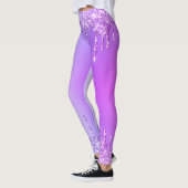 Paarse Glitter Fonkelende Druppels Leggings (Links)