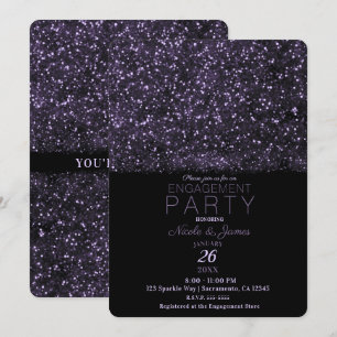 Paarse Glitter Fonkelende Lichten Verlovingsfeestj Kaart
