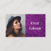 Paarse glitter | Foto | QR-code | Sociale media Visitekaartje (Voorkant)