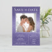 Paarse Glitter Foto slaat de datum op Save The Date (Staand voorkant)