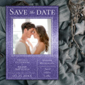 Paarse Glitter Foto slaat de datum op Save The Date