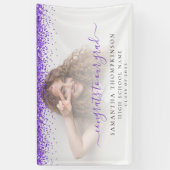 Paarse Glitter Fotoscript 2024 Afstuderen Banner (Verticaal)